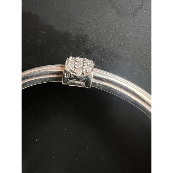 Slane & Slane Sterling Silver Diamond In 10k Gold Clasp Hinged Bracelet 43 G - Picture 9 of 16
